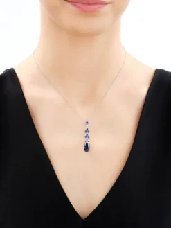 Zawieszka srebrna z cyrkoniami i szlifowanym szkłem