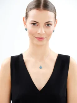 Zawieszka srebrna z cyrkoniami - rozeta