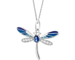 Zawieszka srebrna z cyrkoniami i emalią - ważka