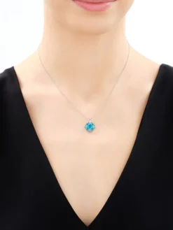 Zawieszka srebrna z cyrkoniami i szlifowanym szkłem