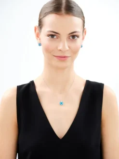 Zawieszka srebrna z cyrkoniami i szlifowanym szkłem