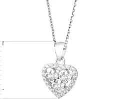 Zawieszka srebrna z cyrkoniami - serce, kwiaty