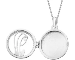 Zawieszka srebrna z cyrkoniami - puzderko - Matka Boska