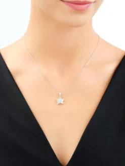 Zawieszka srebrna z cyrkoniami i masą perłową - gwiazdy