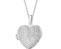 Zawieszka srebrna z cyrkoniami - puzderko - serce