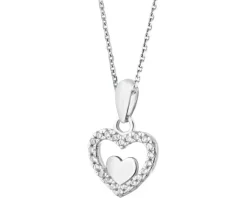 Zawieszka srebrna z cyrkoniami - serca