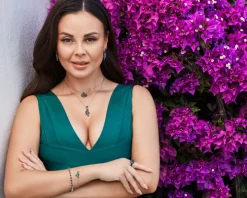 Zawieszka srebrna z cyrkoniami i szlifowanym szkłem