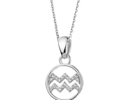 Zawieszka srebrna z cyrkoniami - Wodnik