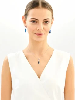 Zawieszka srebrna z cyrkoniami, szlifowanym szkłem i emalią - motyl, kwiaty