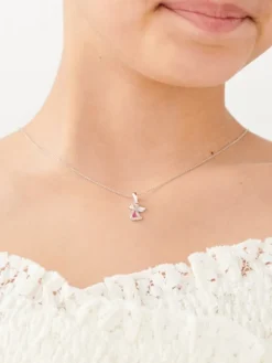 Zawieszka srebrna z cyrkoniami i emalią - anioł