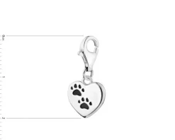 Zawieszka srebrna z emalią charms - serce, łapki