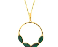 Zawieszka srebrna z malachitem - koło