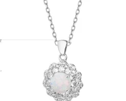 Zawieszka srebrna z opalem i cyrkoniami
