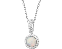 Zawieszka srebrna z opalem i cyrkoniami