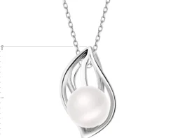 Zawieszka srebrna z perłą - liść