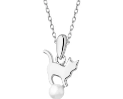 Zawieszka srebrna z perłą - kot