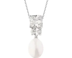 Zawieszka srebrna z perłą i cyrkoniami