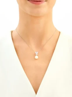 Zawieszka srebrna z perłą i cyrkoniami