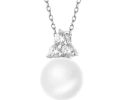 Zawieszka srebrna z perłą i cyrkoniami