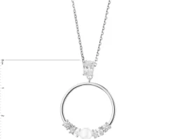 Zawieszka srebrna z perłą i cyrkoniami - koło