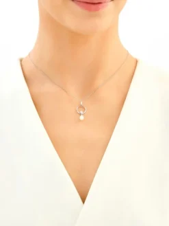 Zawieszka srebrna z perłą i cyrkonią - koło