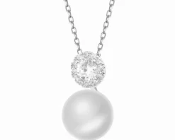 Zawieszka srebrna z perłą i cyrkoniami
