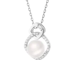 Zawieszka srebrna z perłą i cyrkoniami