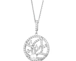 Zawieszka srebrna z perłą i cyrkoniami