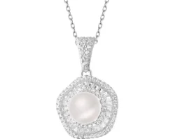 Zawieszka srebrna z perłą i cyrkoniami