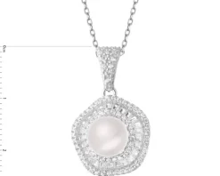 Zawieszka srebrna z perłą i cyrkoniami