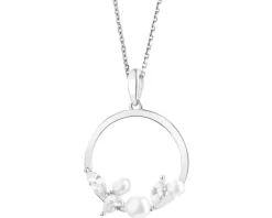 Zawieszka srebrna z perłami i cyrkoniami - koło