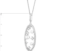 Zawieszka srebrna z perłami i cyrkoniami