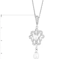 Zawieszka srebrna z perłami i cyrkoniami