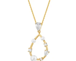 Zawieszka srebrna z perłami i cyrkoniami