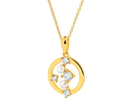 Zawieszka srebrna z perłami i cyrkoniami - koło