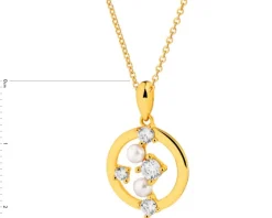 Zawieszka srebrna z perłami i cyrkoniami - koło