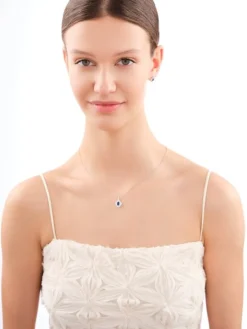 Zawieszka srebrna z szafirem i cyrkoniami