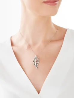 Zawieszka srebrna ze szkłem - liść