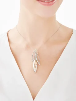 Zawieszka srebrna ze szkłem - liście