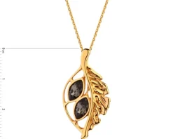 Zawieszka srebrna ze szlifowanym szkłem - liść