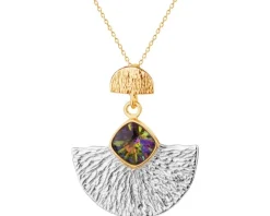 Zawieszka srebrna ze szlifowanym szkłem - wachlarz