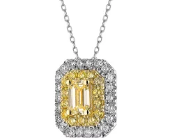 Zawieszka z białego i żółtego złota z diamentami - 0,60 ct - próba 585