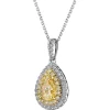 Zawieszka z białego i żółtego złota z diamentami - VS2/Fancy Light Yellow - 1,36 ct - próba 750
