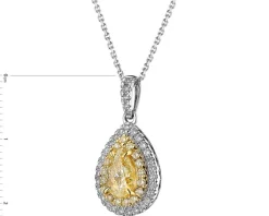 Zawieszka z białego i żółtego złota z diamentami - VS2/Fancy Light Yellow - 1,36 ct - próba 750