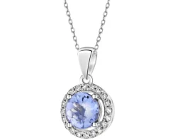 Zawieszka z białego złota z diamentami i tanzanitem - próba 585