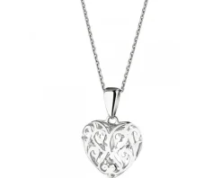 Zawieszka z białego złota z diamentami - serce - 0,008 ct - próba 585