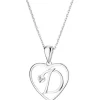 Zawieszka z białego złota z diamentem - litera D, serce - 0,005 ct - próba 585