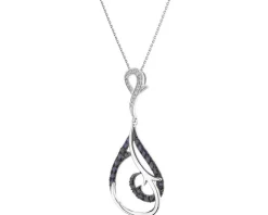 Zawieszka z białego złota z diamentami i szafirami - próba 585