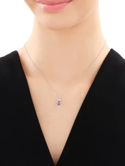 Zawieszka z białego złota z brylantami i tanzanitem - próba 585