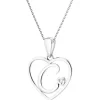 Zawieszka z białego złota z diamentem - litera C, serce - 0,005 ct - próba 585